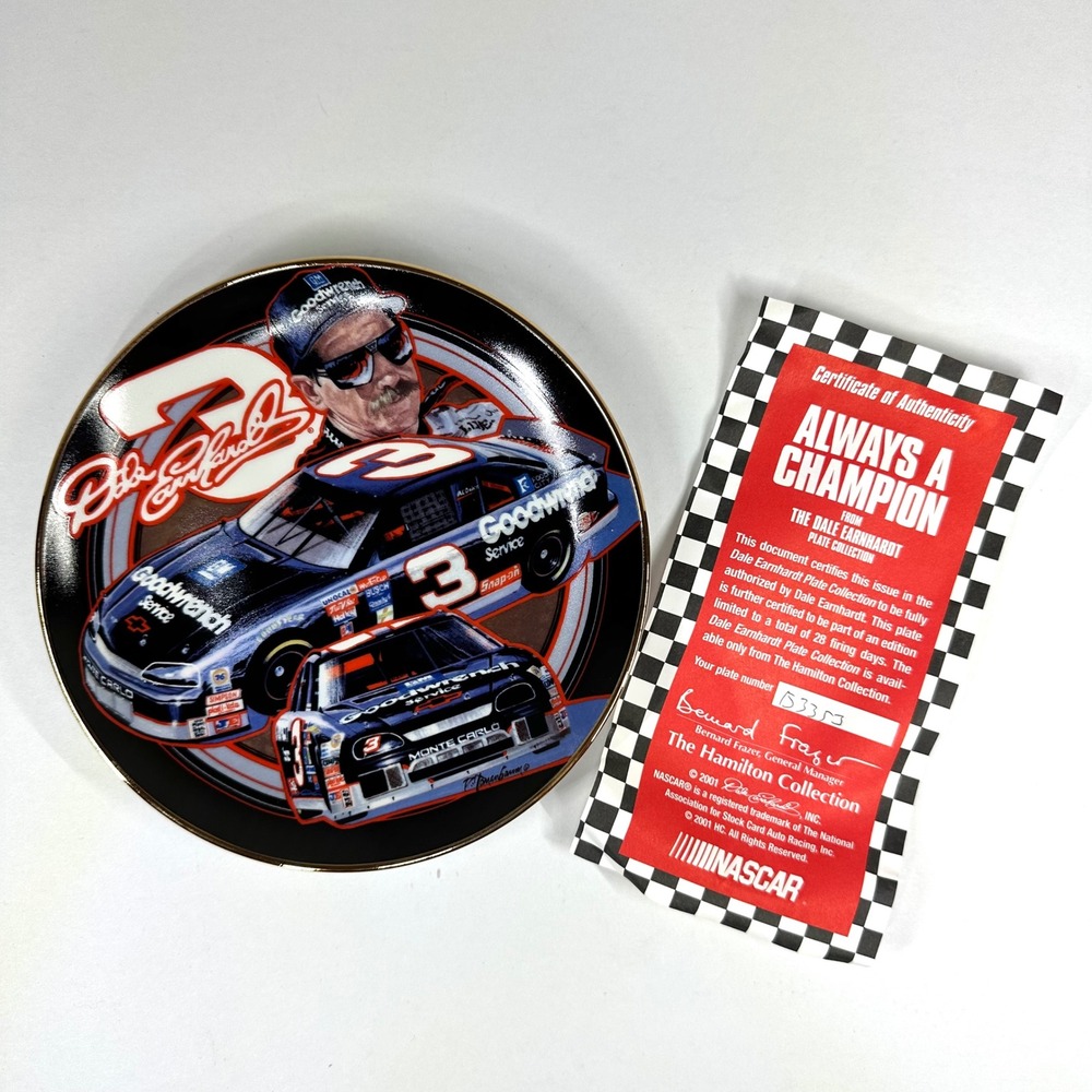 Dale Earnhardt Always A Champion Hamilton Collection Plate NASCAR #3 COA B3353